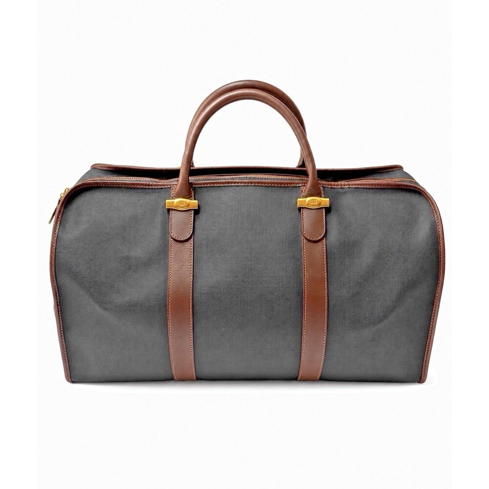 Dunhill Boston Weekender Bag Leather  & Coated Canvas-Luggage Tag & Lock/key - Picture 2 of 15